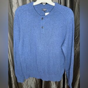 J.Crew Blue Wool Blend Henley Sweater | Men’s Large | NWT